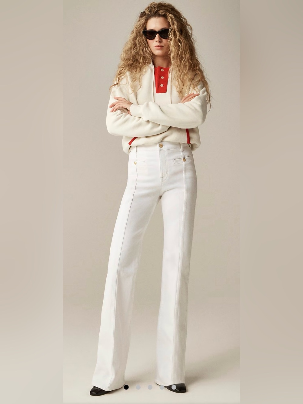 J. Crew White High-Rise Wide-Leg Jeans